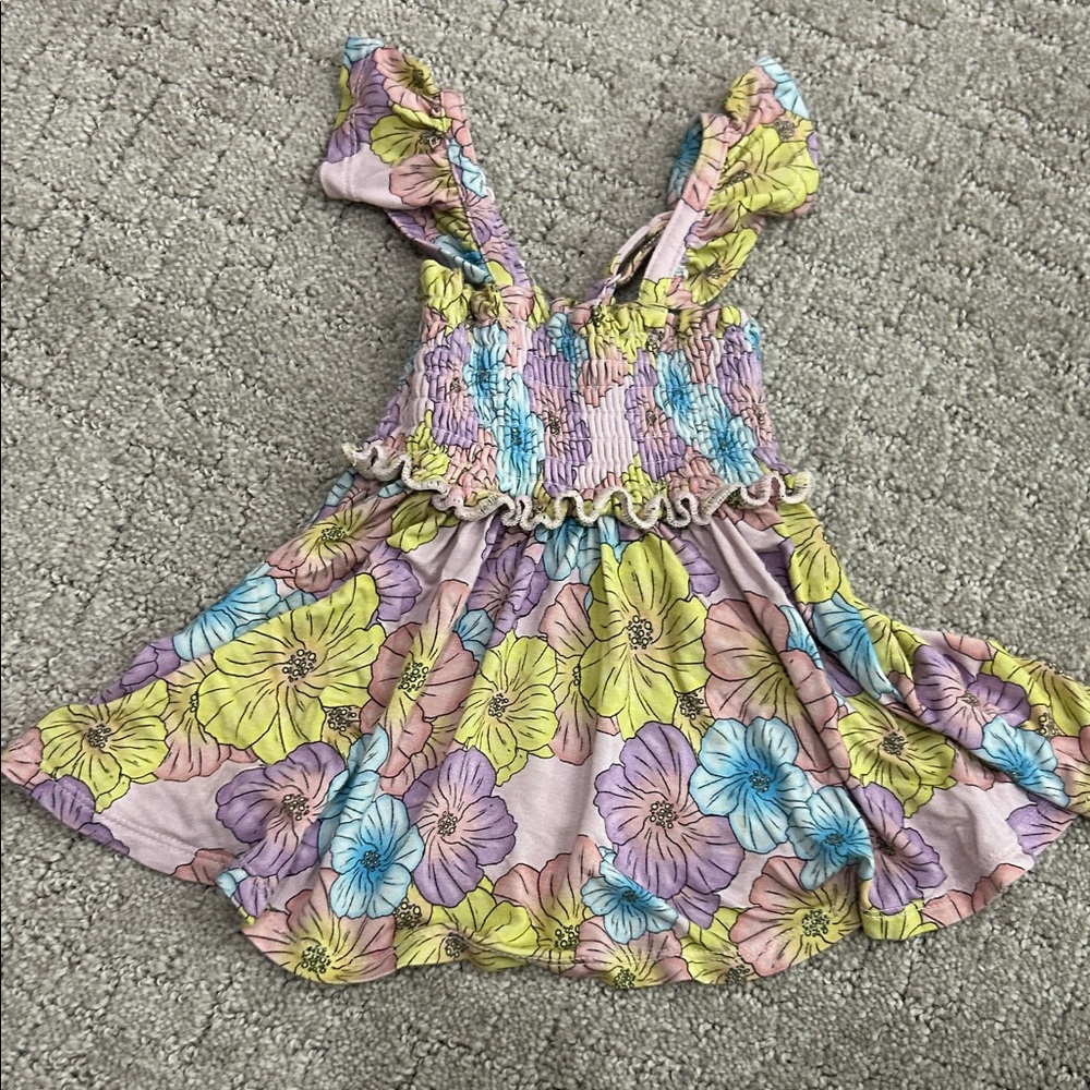 Girls Pink Floral Smocked Sundress - Cute Tiered Summer Dress